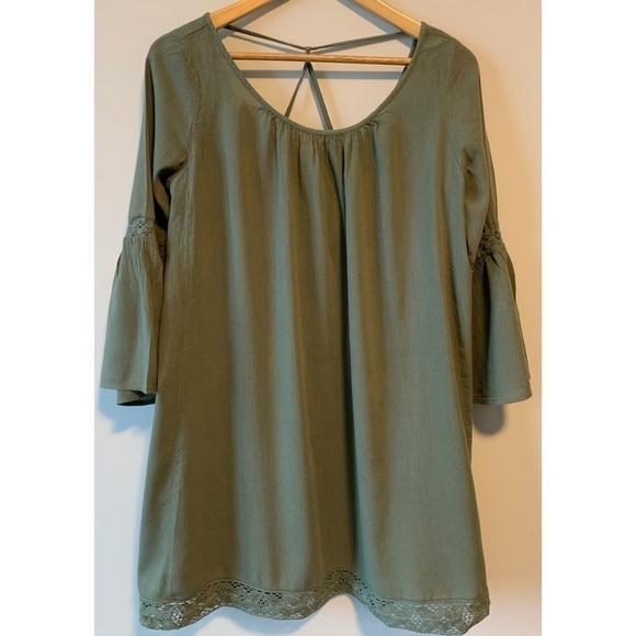 Aerie Peasant Green Oversized Scoop Back Dress Size Small - Picture 3 of 16
